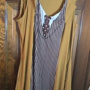 Hot Topic Mustard and Brown Striped Maxi Dress